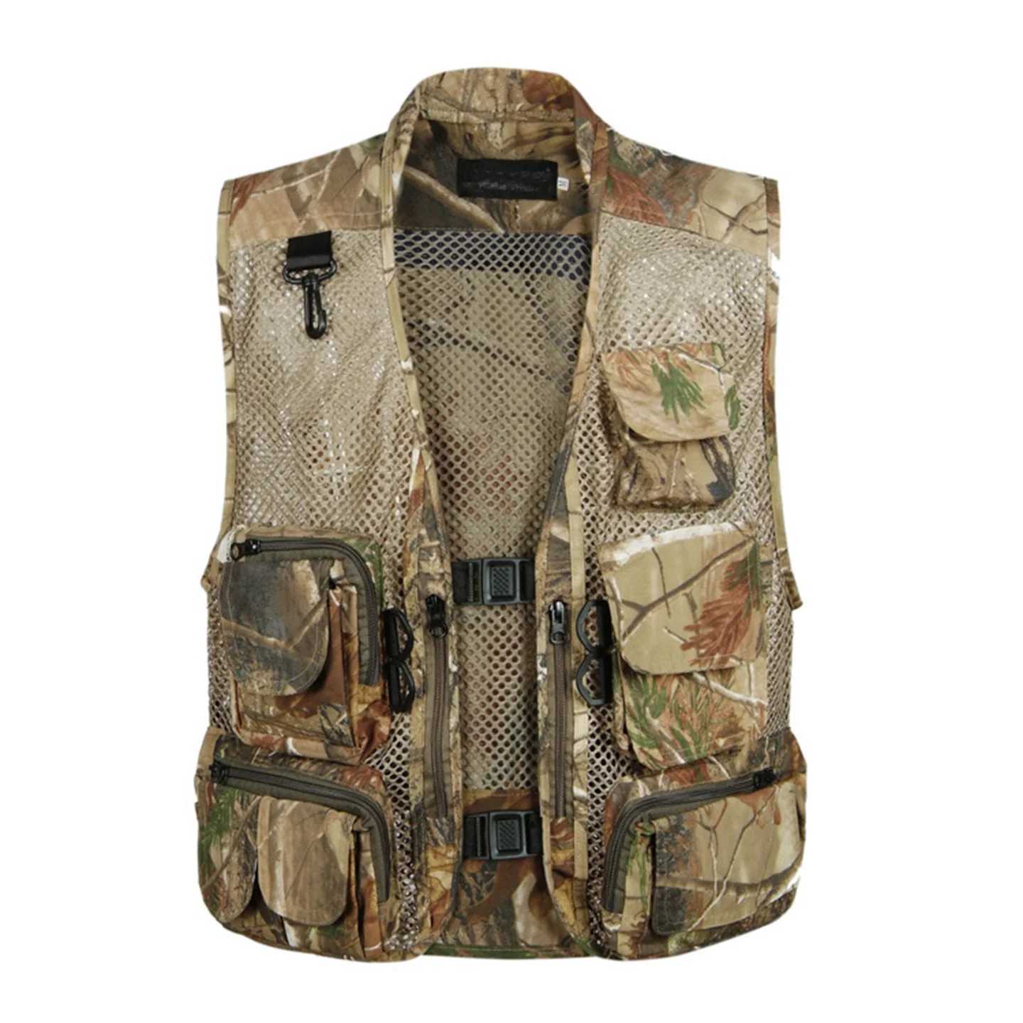 Summer Mens Camouflage Hunting Vest MultipLE POCkets Mesh BreathabLE SLEeveLEss Outdoor Fishing Waistcoat Daddys Gift Z250728