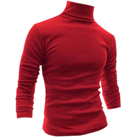Men Fashion T Shirt Tees Slim Tops Male Stretch Tshirt Turtleneck Long Sleeve Tee Shirts High Collar Mens Cotton Tees 201116