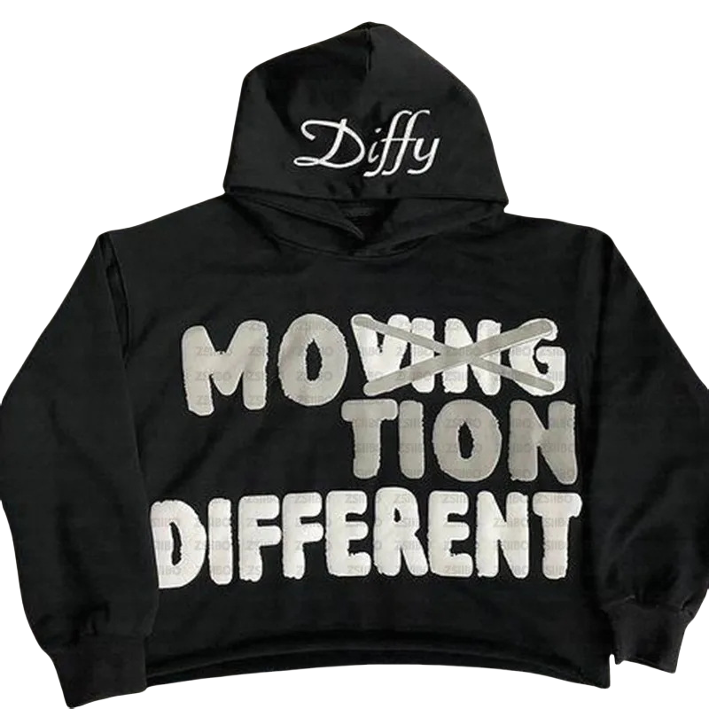 Y2K Letters Foam Printed Hoodies High Street Hip-Hop Loose Zipper Tops men Gothic Harajuku Casual Retro Large-sized Sweatshirt Unisex