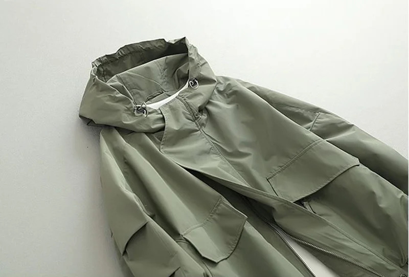 Oversized Army Green Hooded Bomber Jacket Men Women Harajuku Long Sleeve Zipper Solid Cargo Coats Outdoor Loose Autumn Coats 250729