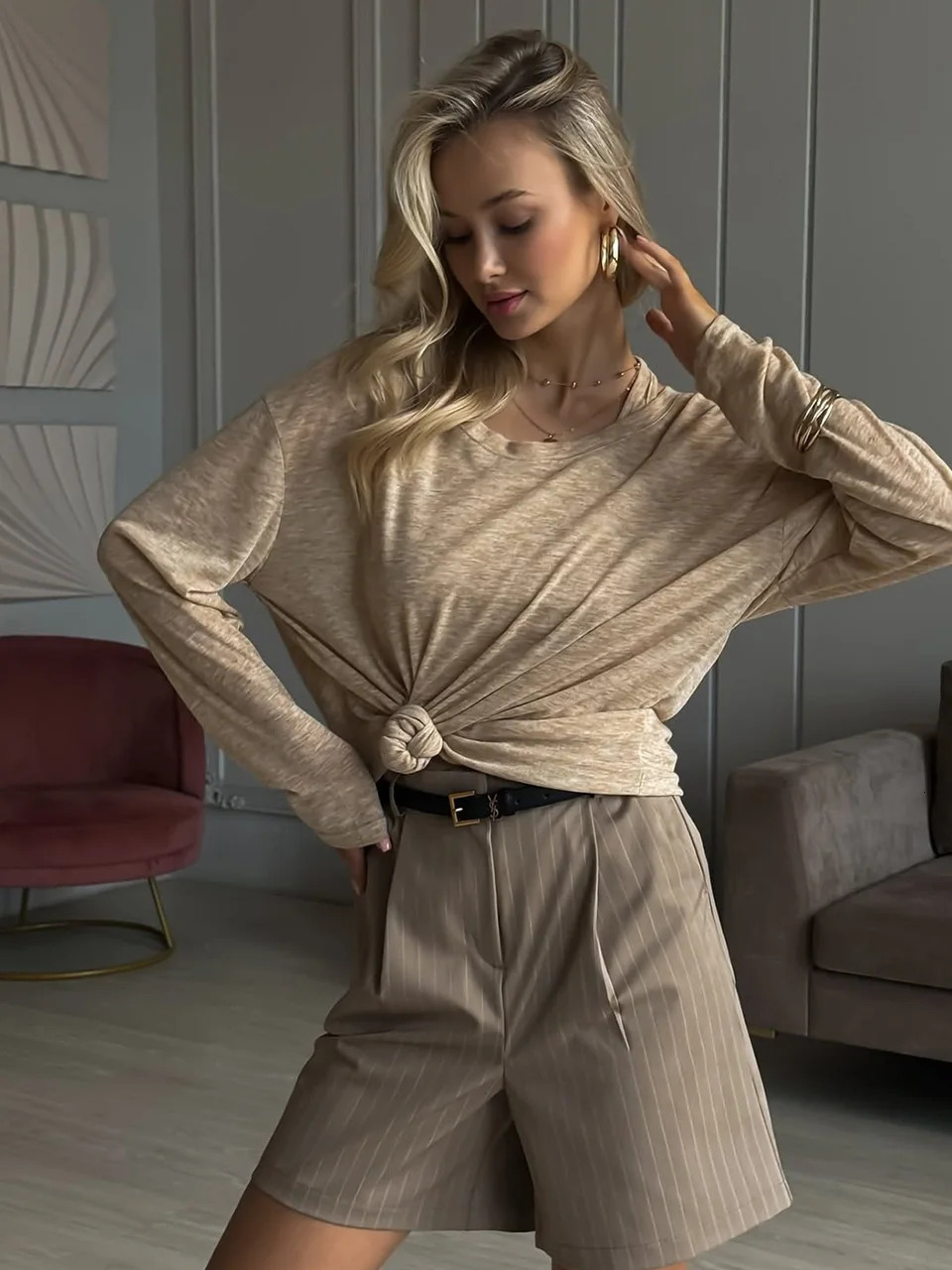 Basic Soft TShirts for Women Summer Autumn Long Sleeves Loose Bottom Tees Ladies Casual Knitted Tops 250729