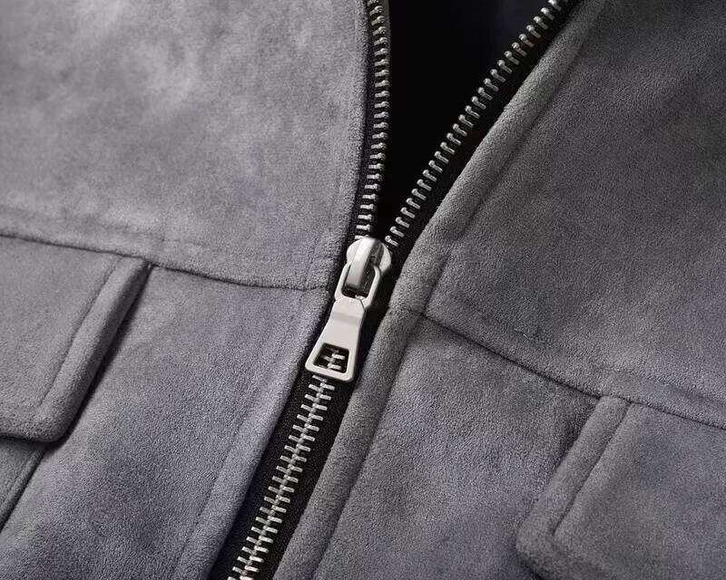 Designer Clothing 2025 Autumn Jackets Oversize Casual Clothes High Street Pockets Laper Zipper Suede Thick Coat Mens Windbreaker Loose