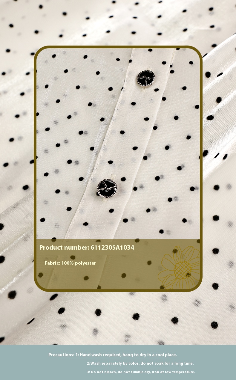 Summer New Women's Clothing French light luxury All-Match Tops Trumpet Sleeves Polka Dot Lace-Up Shirts for Women 6112305