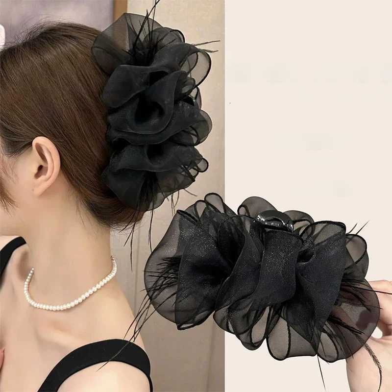 Mesh Bow Grip Clip Women Girls Sweet Elegant Black Large Hair Clip Shopping Wedding Daily Hair Clips Fashion Hair Accessories Z250729