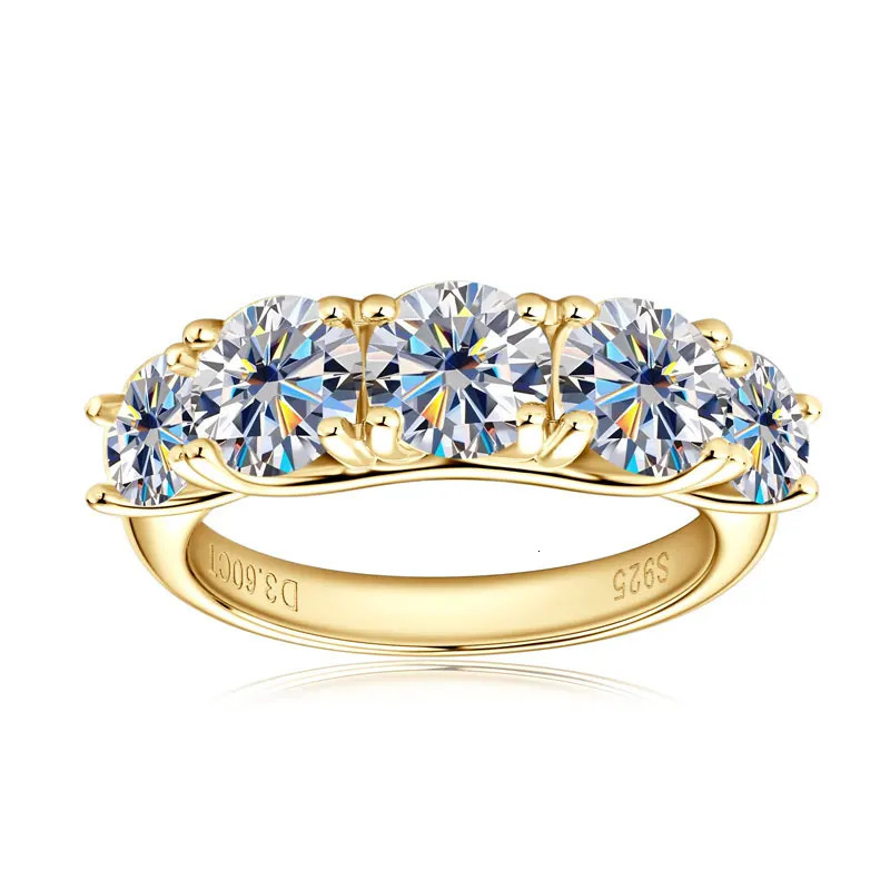 IOGOU D3.60CT vvs1 Full Engagement Ring for Women 925 Silver With 14k Gold Plated Five Stone Wedding Ring Gift 250729