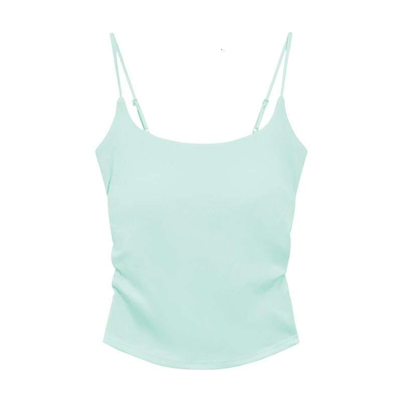 Designer T Shirt Pure Desire Sweet And Spicy Ruched Design Camisole With Chest Pads For Women, Suitable For Layering Or Wearing Alone, Slim Fit And Sl