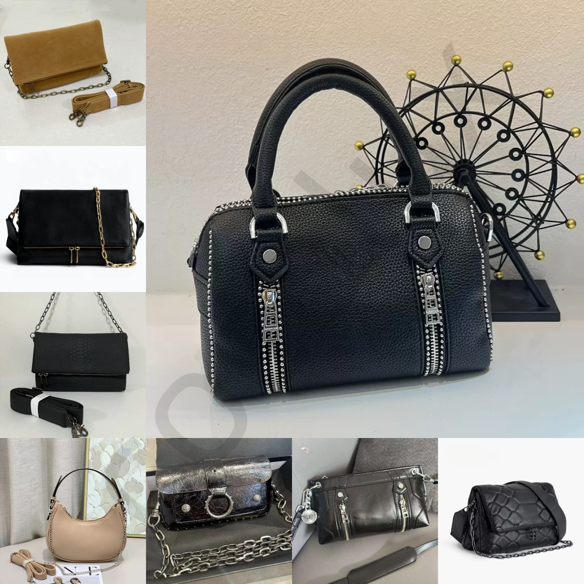 Designer zadigevoltair bag cross-border exclusive ZV bag zadicandvoltaire bag Zadig bag multifunctional women's pillowcase Boston large capacity rivet wing bag