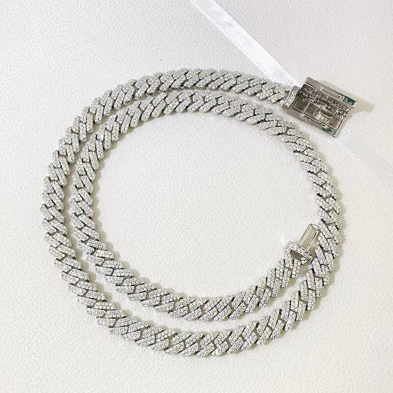 8mm Diamond 925 Sterling Silver Iced Out Prong Setting Vvs Moissanite Cuban Link Chain