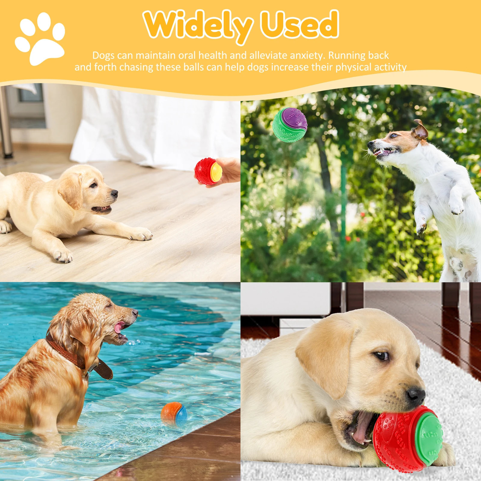 6Pcs Squeaky Balls Toys Dogs Interactive TPR Dog Chew Toy for Pet Teeth Cleaning Bite Resistance Supplies 250729