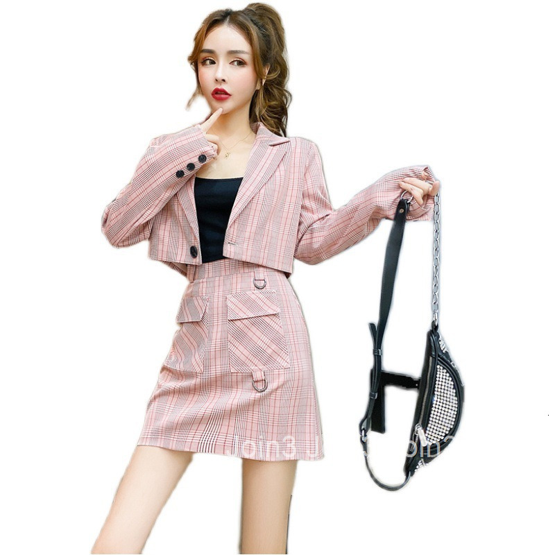 Autumn Winter New Socialite Two-Piece Set Slim Fit Blazer Top Bodycon Short Skirt Suit for Women