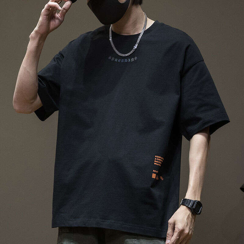 Designer T Shirt Summer Trendy Hong Kong Style Versatile Pure Cotton Short Sleeve T-Shirt For Men, Ins Trendy Brand High Street Loose Design Sense Nic