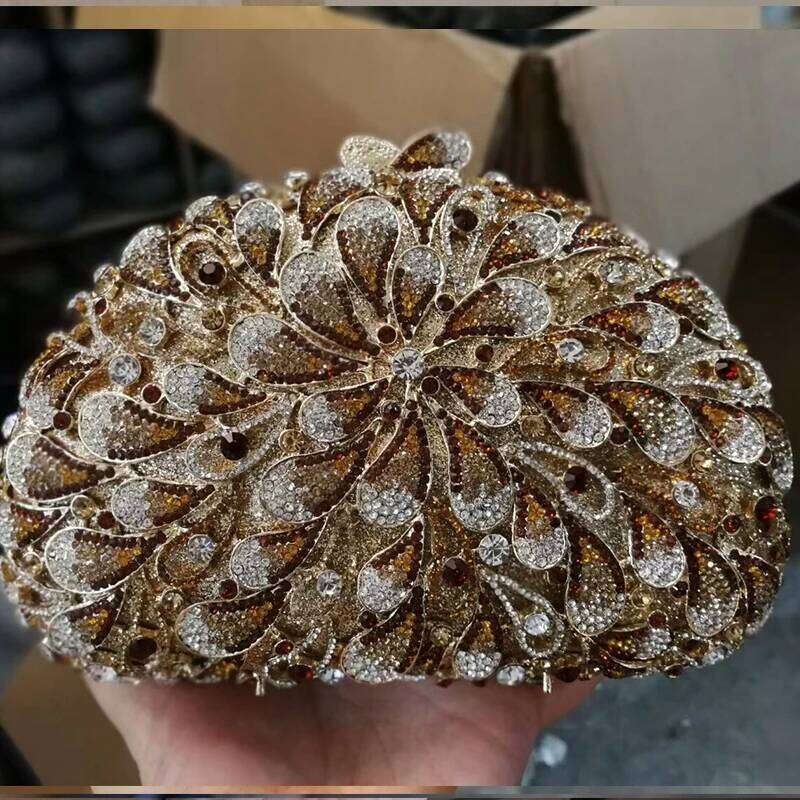 Full Stones Minaudiere green/Red ClutcH Crystal Evening Bags Handbag Women Party Prom Bag Bridal Clutches Wedding Purse