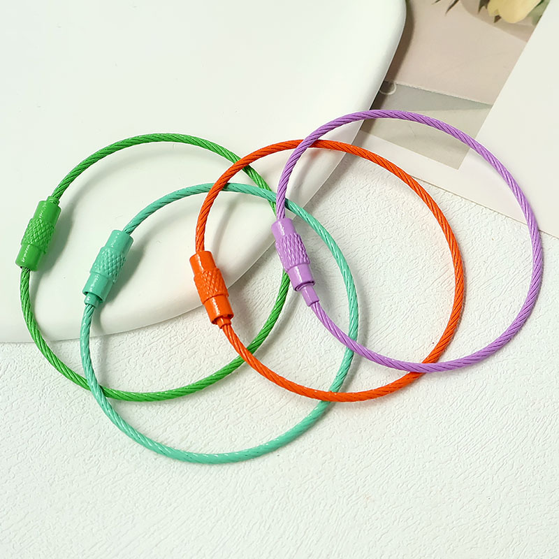 Factory direct candy color DIY keychain accessories wire ring color key ring baking paint key ring wire rope