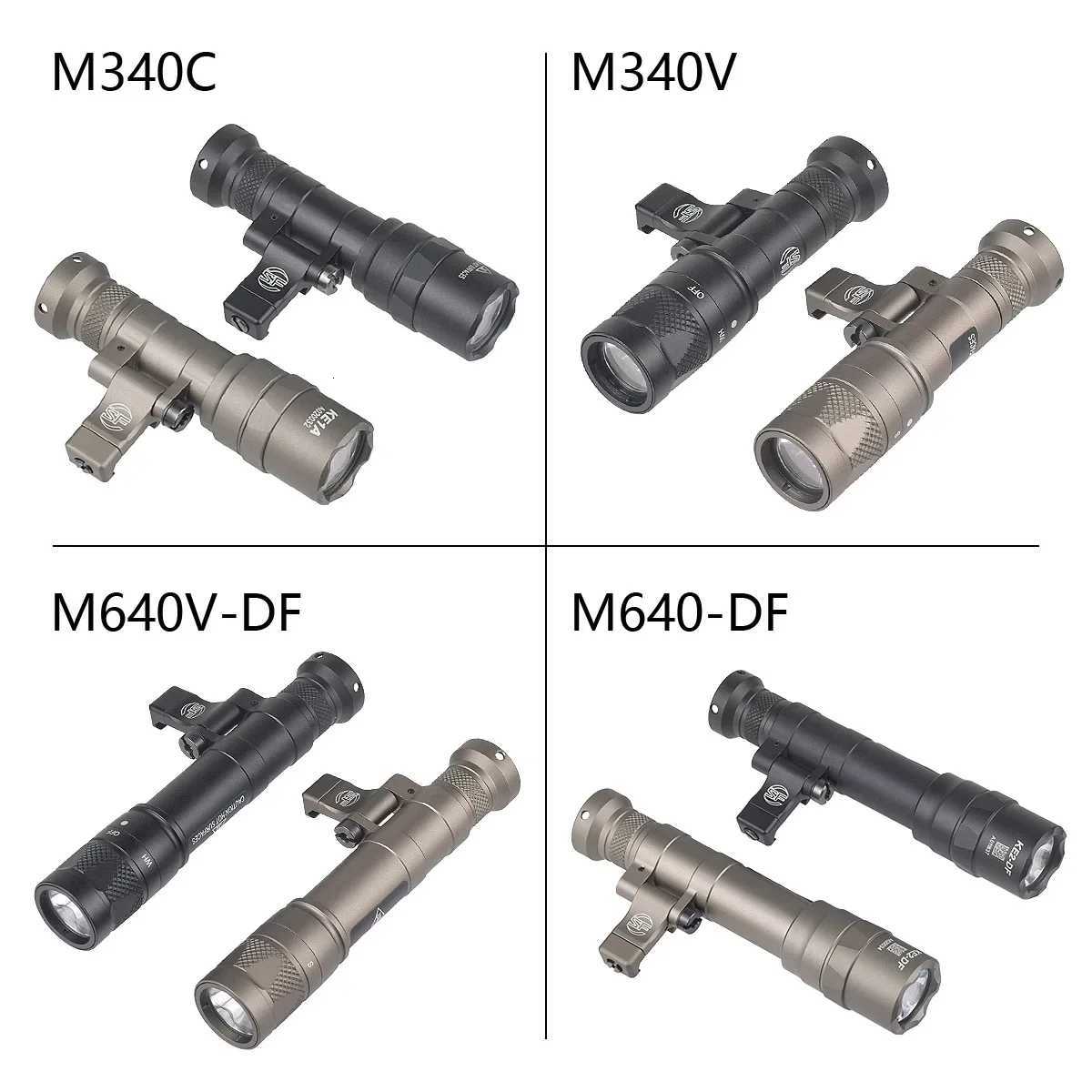 Tactical Airsoft M600 M300 M640DF M640V M340V M340C Led Scout Light 20mm Picatinny Rail MLOK Mount Weapon Light Hunting XJ250728