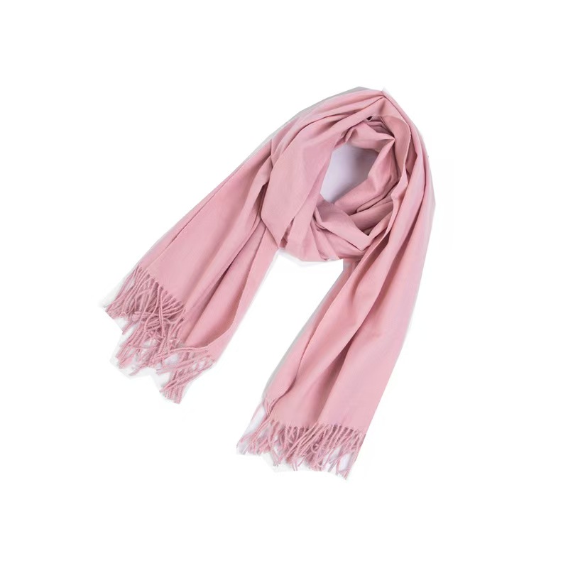 T1340 new autumn and winter scarf women's hair tassel solid color scarf shawl dual use