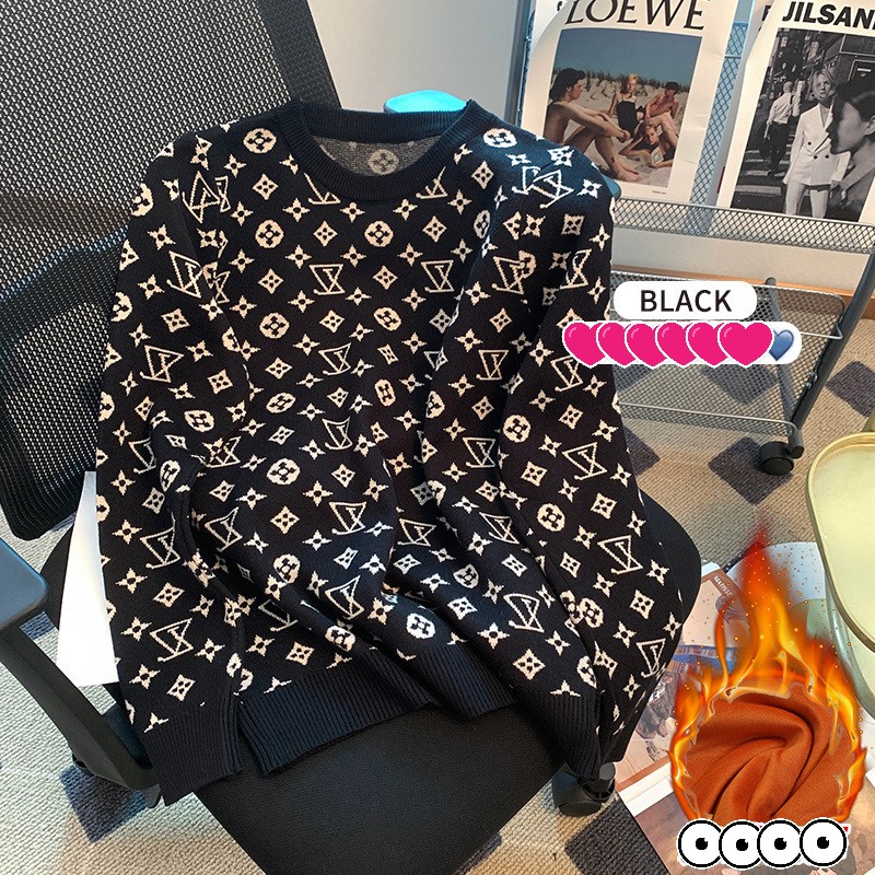 Velvet round neck Thick sweater Knitted sweater warm jacket inner layer base layer women pullover outer layer