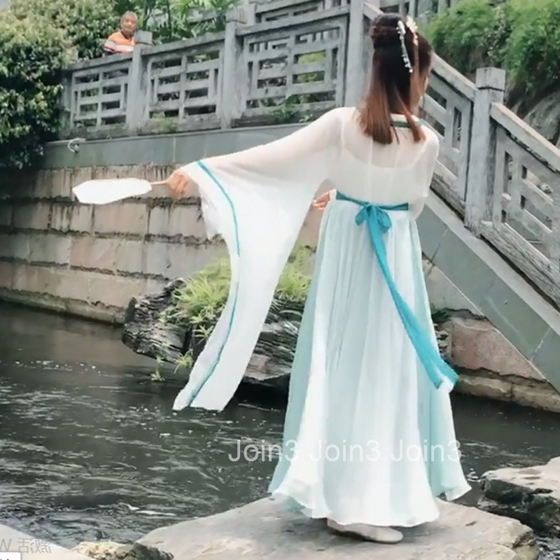 New Summer Fairy Ancient Costume Ru Skirt with Flutter Sleeves Hanfu Elegant Han Element Dress Long Dress