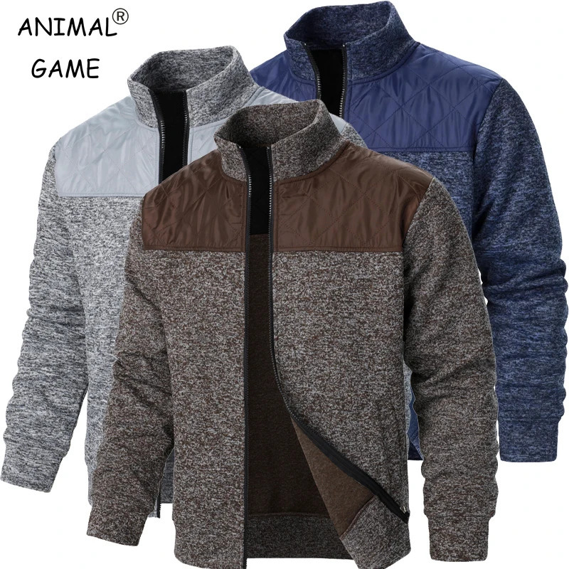 Mens Patchwork Sweatshirts Stand Collar Jacket Slim Fit Cardigan Streetwear Sportswear Casual Zip Up Coat Outdoor Tracksuit Men 250729