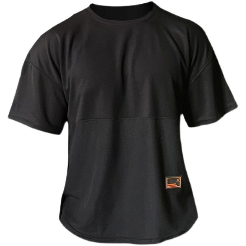 Summer mens big version short sleeve sports fitness t-shirt mens short sleeve loose half sleeve iron rolling basketball fast drying training suit