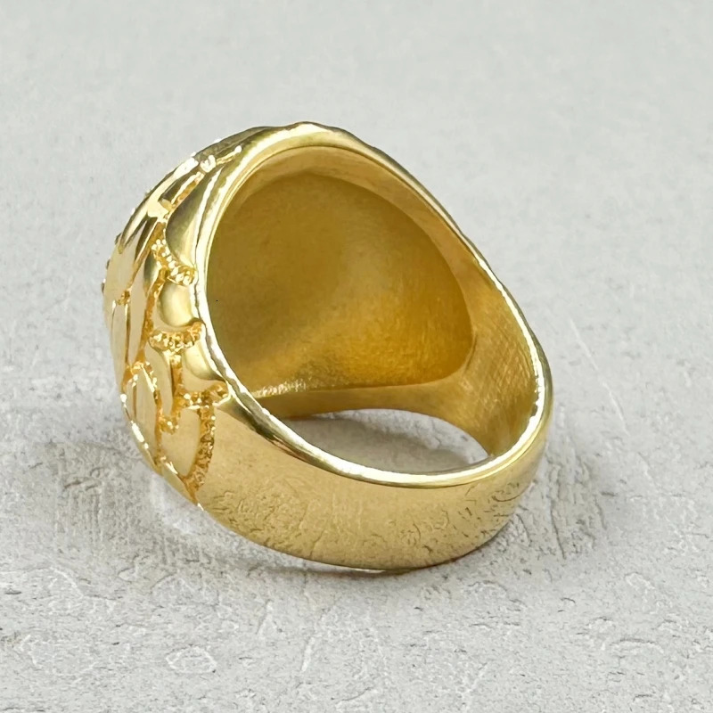 Hip Hop gold color 316L Stainless Steel with full rhinestone INRI Crucifix JESUS Cross Rings for Men Rapper party Jewelry 250729