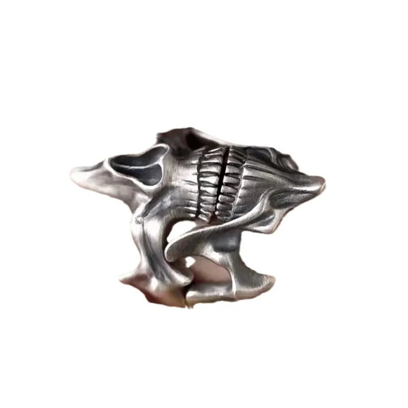 Yhpup2Pcs Vintage Gothic Steel Skull Mask Rings Skull Mask n Alloy Finger Rings Set for Men Women Creative Punk Mens Rings 250729