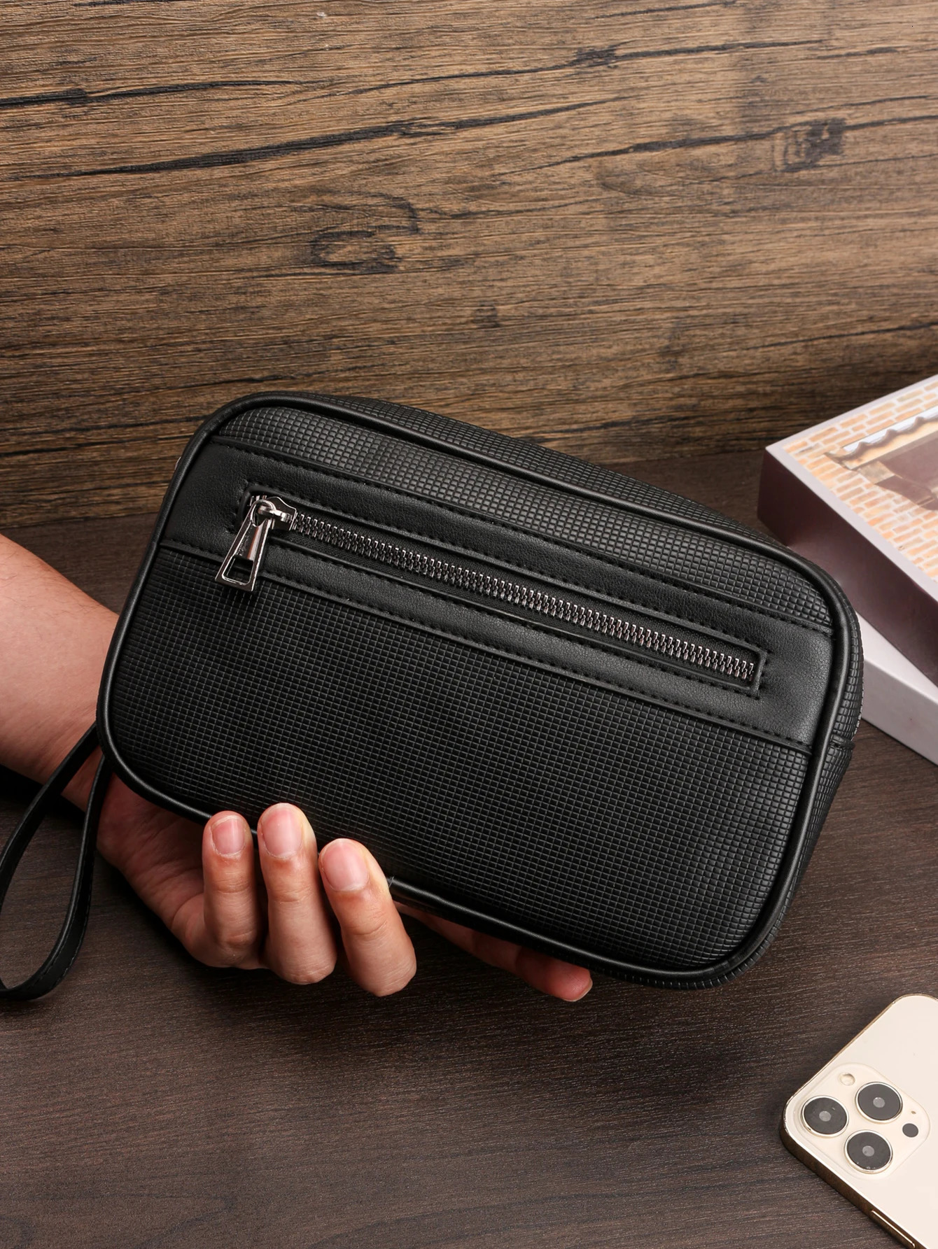 Casual Retro Clutch Bag Fashion Business Portable Large Capacity Multifunctional Travel Tote Handbag Cell Phone Bag 250723