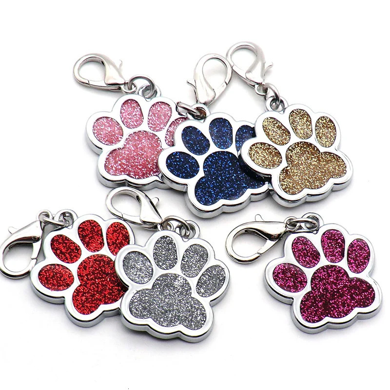 Wholesale 100 Pcs Paw ID Dog Tag Pendants Pet Dog Accessories Dog ID Tags Puppy Pet Card Pet Collar Pendant For Pet Dog Supplies 250729