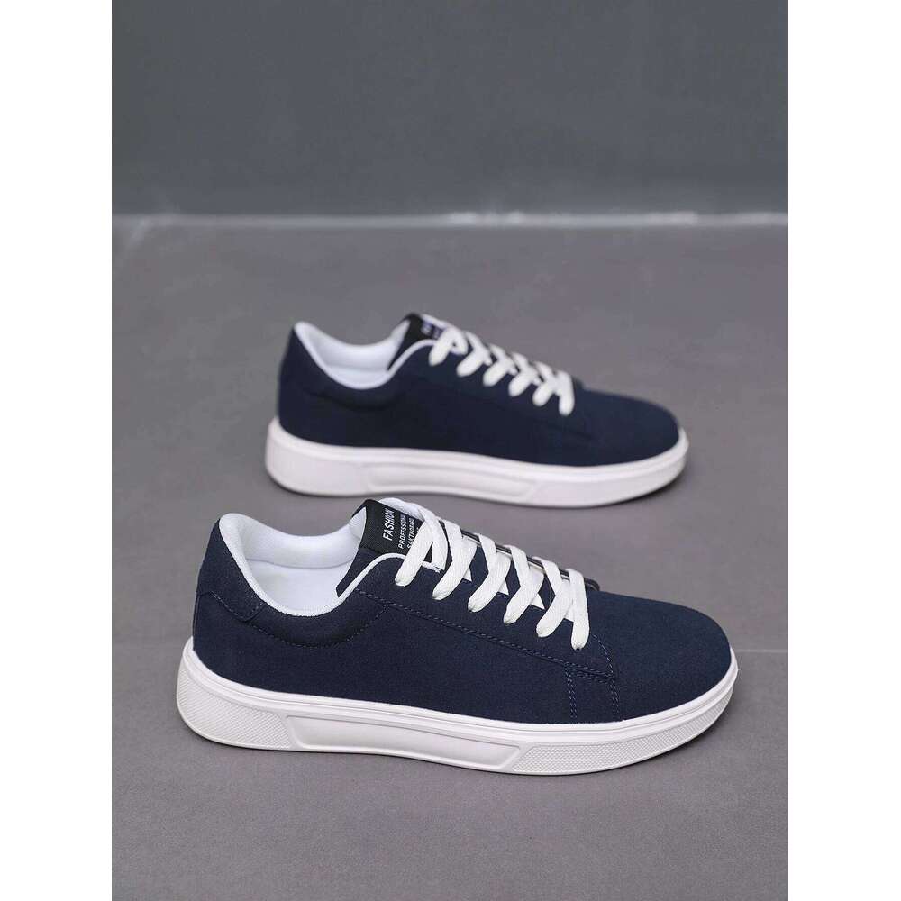 Men's Normcore Solid Color ing Light and Comfortable Low-Top Skateboard Shoes, Versatile Front Strap Outdoor Sports Blue Student Flats Shoes