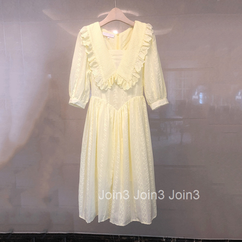 Korean Style Dress Summer New Fashion High Waist Square Neck Elegant Fairy Mid-Length Dress