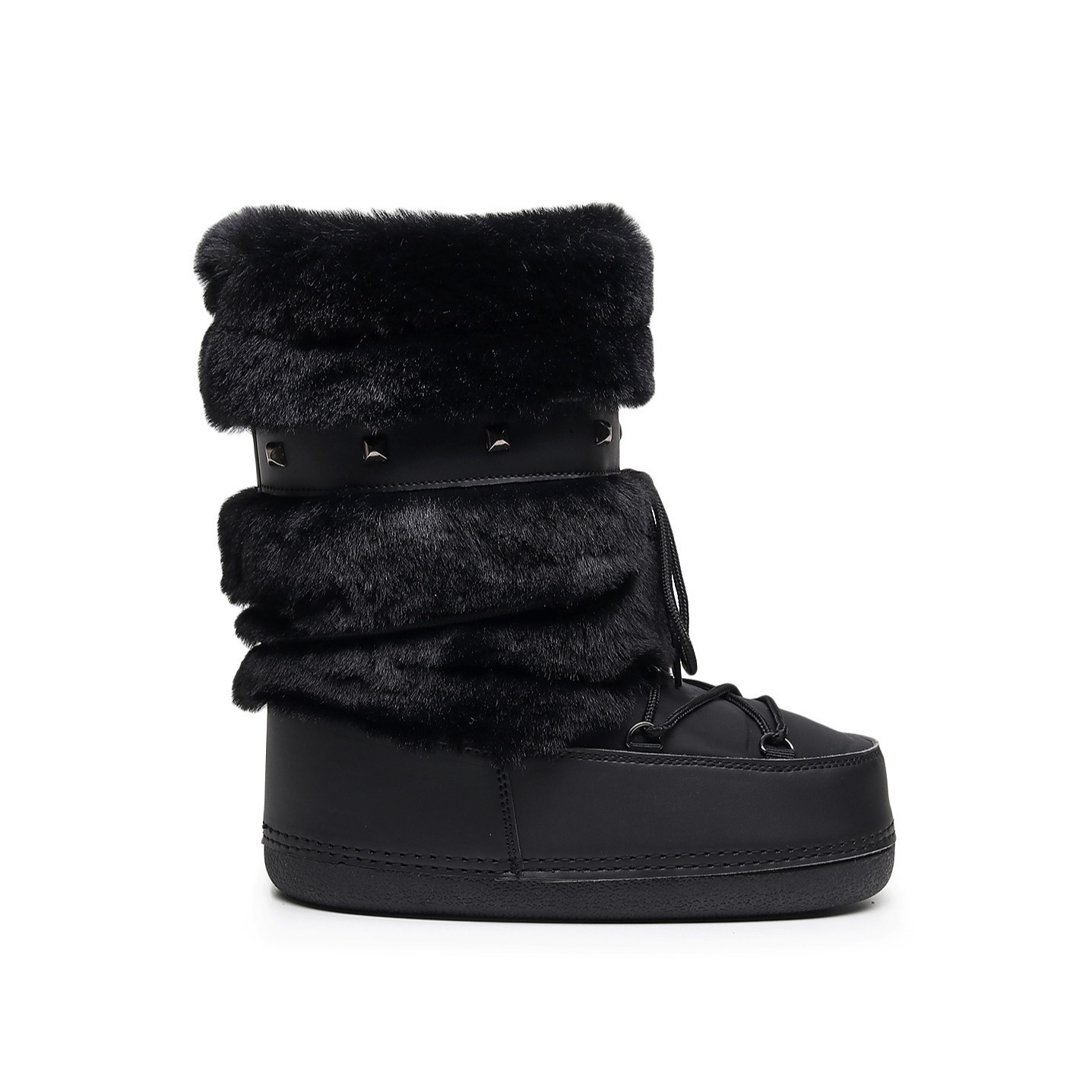 Womens artificial fur leather boots with middle claw strap waterproof platform snow boots for winter warm and comfortable womens pink ski boots 241113