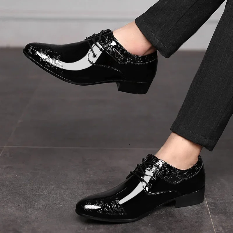 Oxford shoes for men patent leather wedding shoes office slip on men work shoe Pointed Toe derbies sapatos masculinos 250724