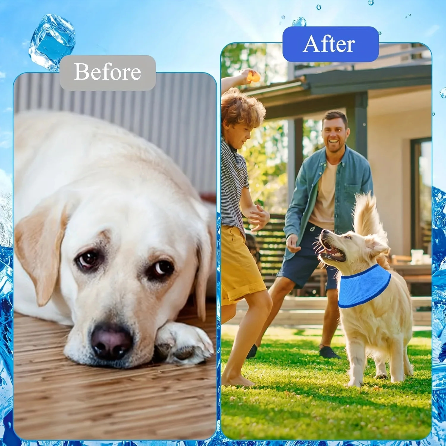 1pc Pet Summer Cooling Scarf Cool Collar Suitable for All Breeds in 3 Sizes Adjustable Fit Essential Outdoor Activities 250729