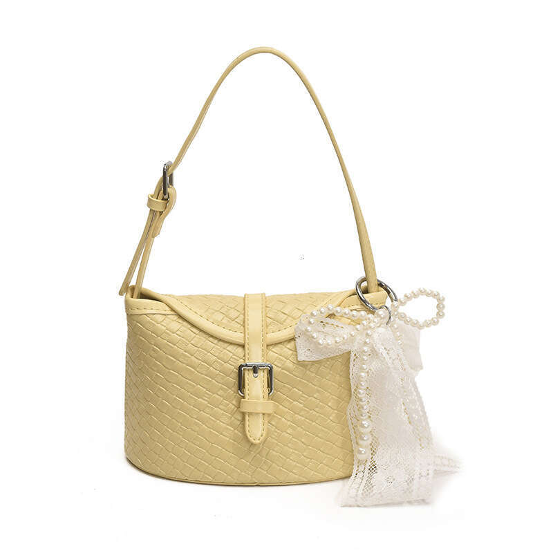 2025 Summer Solid Color Trend New Fashion Woven Designer Single Shoulder Handheld French Fries Pillow Bag