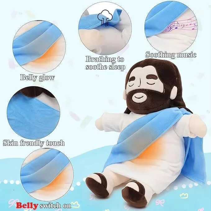 Breath Jesus Plush Doll Soothing Placation Toys Soft Respirable Jesus Plushies Comforting Jesus Heart Toy Easter Christmas Gifts Z250728