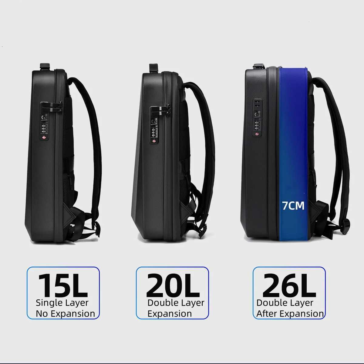 Mens 15.6 /17 Inch Waterproof Laptop Backpack Expandable Hard Shell Gaming Pack TSA Anti-theft USB Charge Business Travel Bags S250728