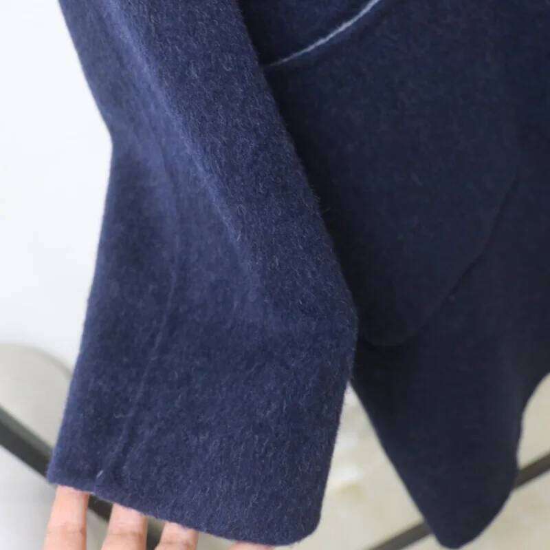 Women's Autumn Winter Hooded Long Sleeve Loose Coat Lady Chic Streetwear Solid Color Single Breasted Pocket Wool Outwear