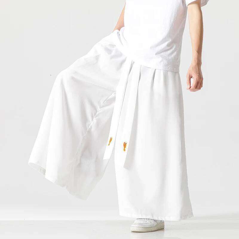 Designer Clothing 2025 Summer Mens Wide Leg Oversized Vintage Men Clothing Loose Ice Silk Casual White Pants Male Japanese Haruku Trousers
