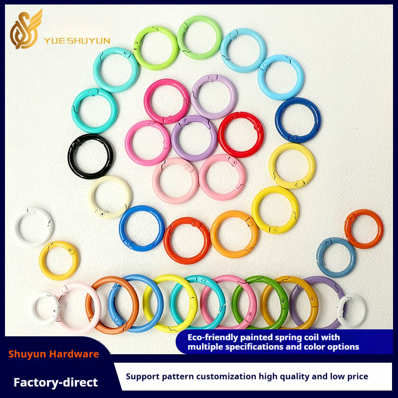 Spot supply candy color color baking paint spring buckle DIY jewelry pendant keychain material round open circle