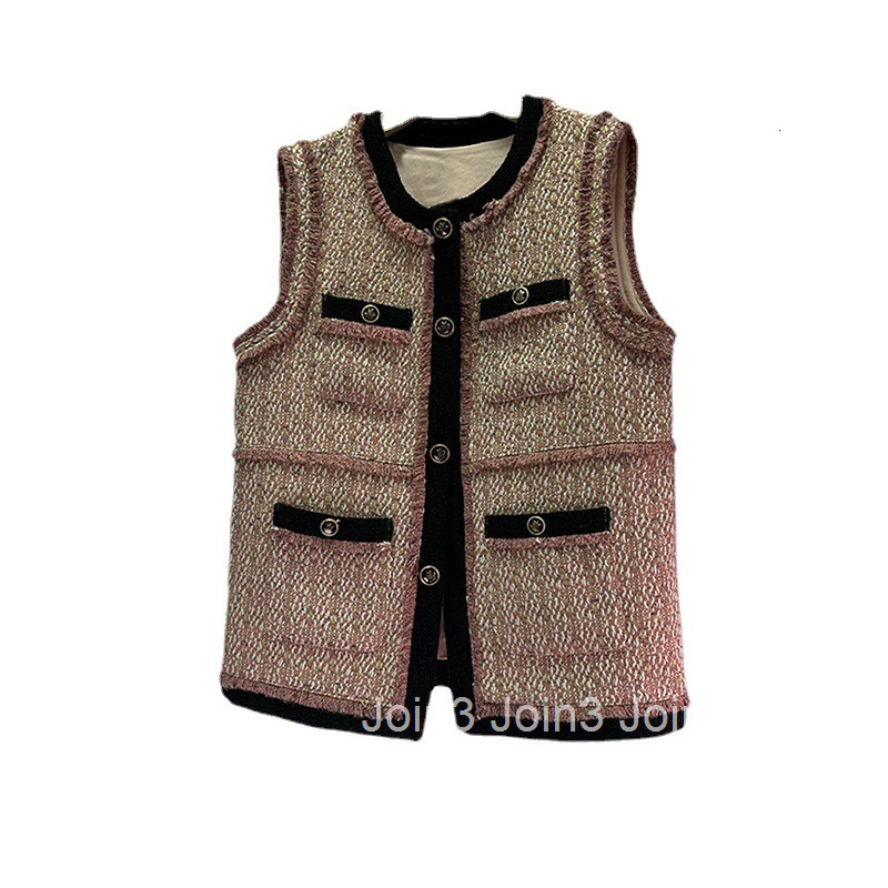 Korean Little Fragrance Vest Jacket for Women Autumn New Fashion Tassel Tweed Vest Outerwear Nanyou