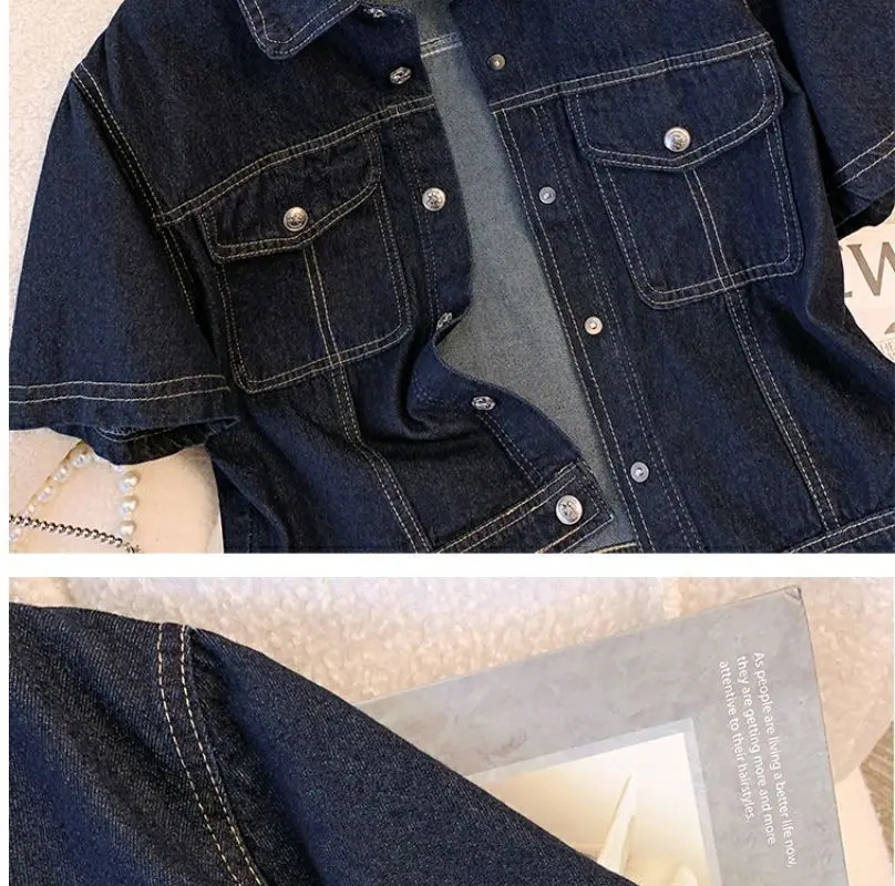 Womens Denim Jackets Streetwear Short Sleeve Summer Jean Jacket Outwear Clothing Fashion Retro Vintage Coat Cropped Tops 250729