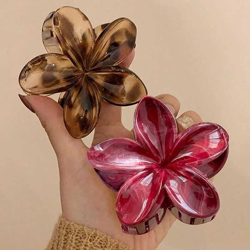 2Pcs Sweet Summer Beach Vacation Large Hair Claw Clip Hairwear Bobo Color Flower Acrylic Ponytail Clip Hairpin Hair Accessories Z250729