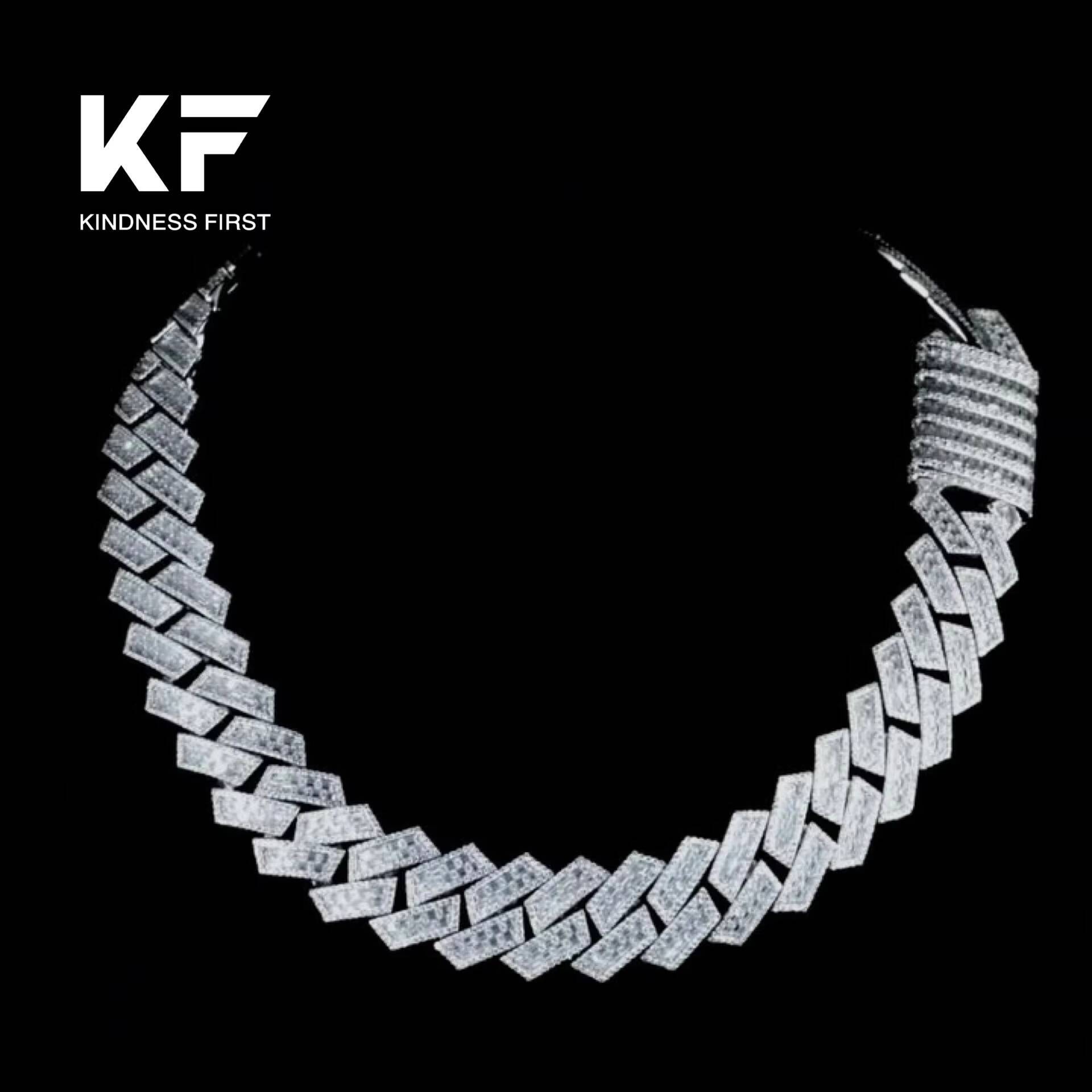 Fully Iced VVS Moissanite Cuban Link Chain 925 Silver Gold Plated Customize Moissanite Cuban Chain