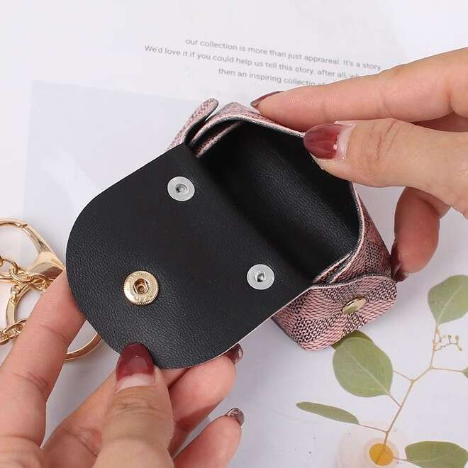 Mini PU Leather Pouch - Cute Coin Purse & Keychain for Cards, Earphones, Cash (9 Colors, Unisex Stylish Organizer)