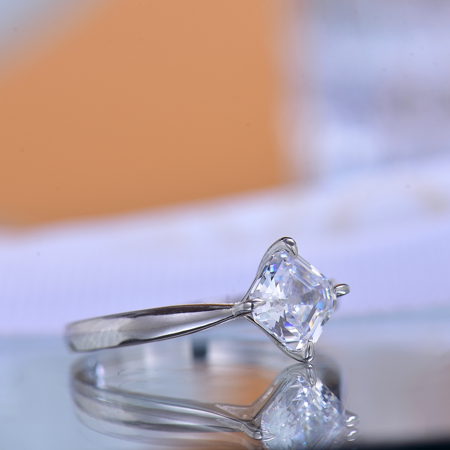 Bare - band Asscher - cut Moissanite Ring - Exquisitely Sparkling Gem Jewelry, Epitome of Elegance