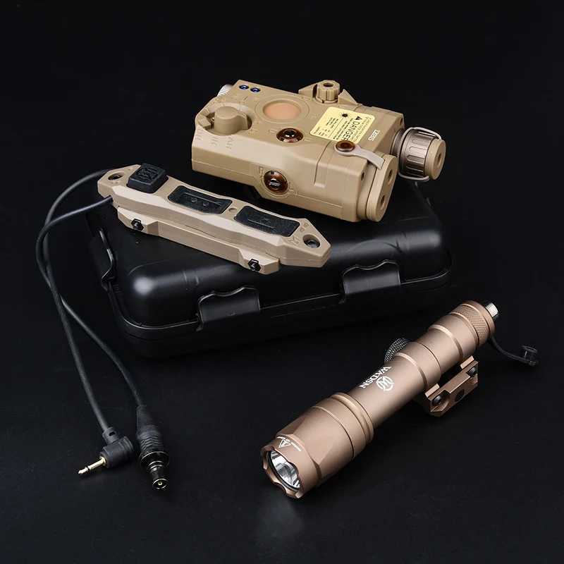 15 Red Green Blue Aiming Laser LED White Light Hunting Metal Flashlight With Dual Function Pressure Switch Set Fits 20MM Rail XJ250728