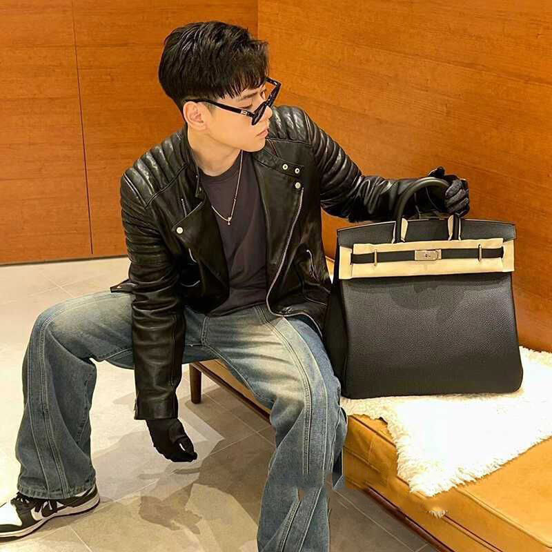 designer Handbag HAC Tote Large Customize Bag Unisex 2025 New Lychee Pattern Platinum Bag 40cm Large Capacity Business Travel Hand Luggage Bag Trendy Men Goods