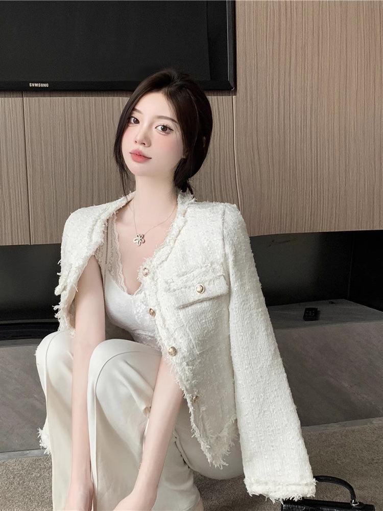 New design Outerwear Women 2025 Spring and Autumn New Style French Design sense fashionable temperament Outerwear long-sleeved chic short top women fr