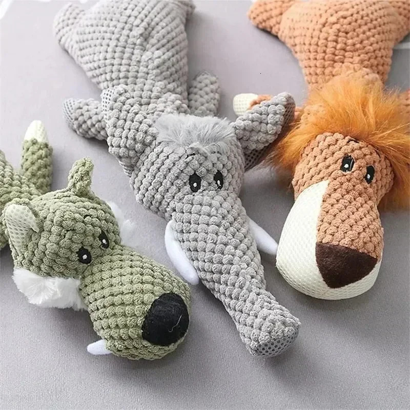 Pet Dog Toys for Large Dogs Cute Plush Squeak Stuffed Fleece Durable Chewing Soft Chew Accessories 250729