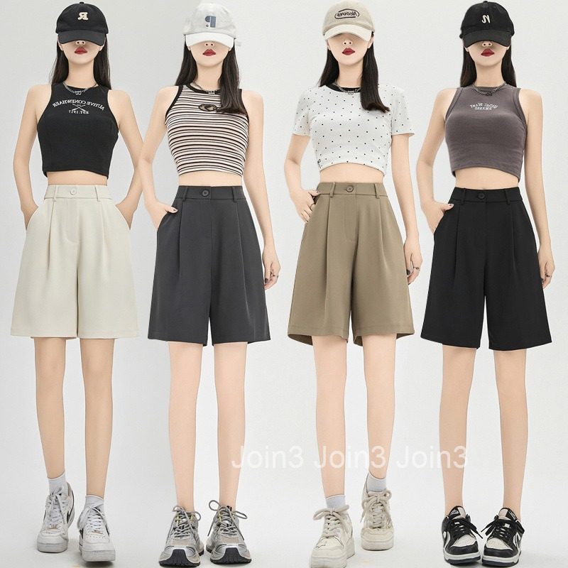 Summer New Large Size Suit Shorts for Women Thin Casual Wide-Leg Shorts Mid-Length Five-Point Pants with Draped Effect