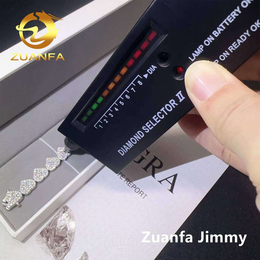 Wholesale Price Sier d Color Vvs Moissanite Hip Hop Jewelry Iced Out Dia Chain Heart Bracelet for Women